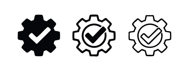Settings and success icon set with gear and checkmark © liubomir118809