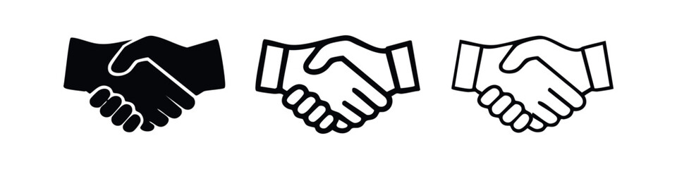 Fototapeta premium Partnership Handshake Icon Pack, Business Agreement Symbol and Deal Cooperation Vector Illustration