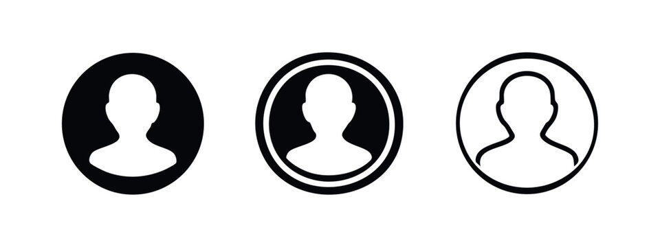 User profile icon set - Account avatar and personal identity symbol