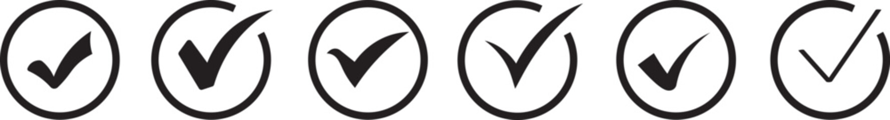 Minimalist tick mark interface icons, digital confirmation and done symbols, professional web design and mobile app illustration. © fatima