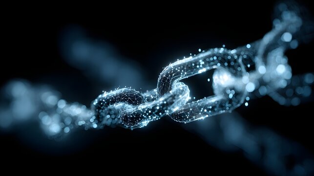 Chain links symbolizing connection and security in a digital world abstract technology environment