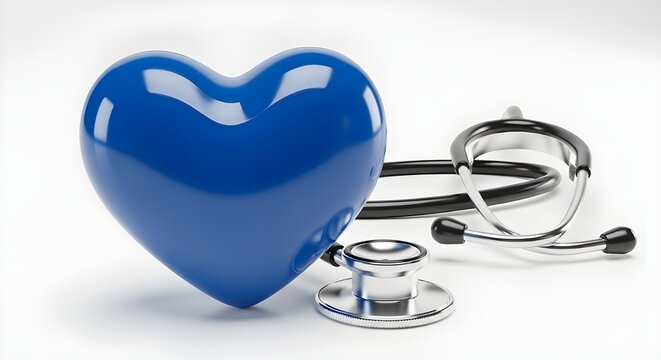 Coraz&oacute;n rojo de juguete y estetoscopio, concepto del d&iacute;a mundial de la salud,