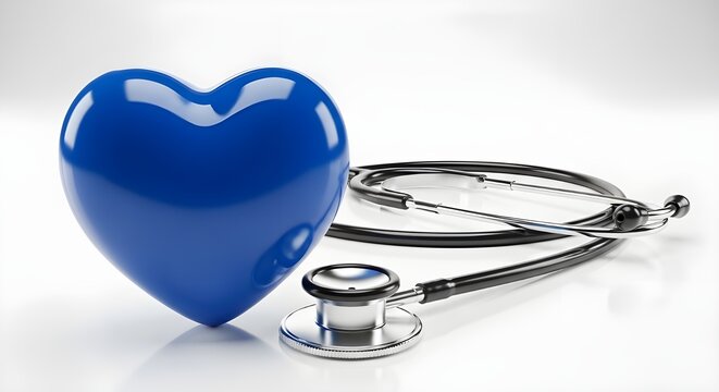 Coraz&oacute;n rojo de juguete y estetoscopio, concepto del d&iacute;a mundial de la salud,