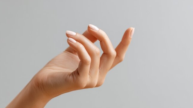 Close up view of hand practice in meditation mudra with soft natural light and fine finger detail captured with macro lens