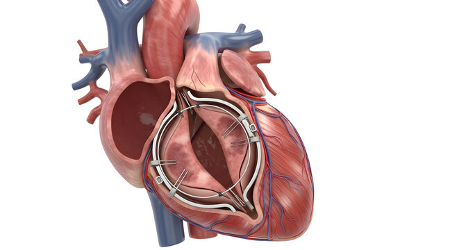 A heart with a stent in the coronary artery