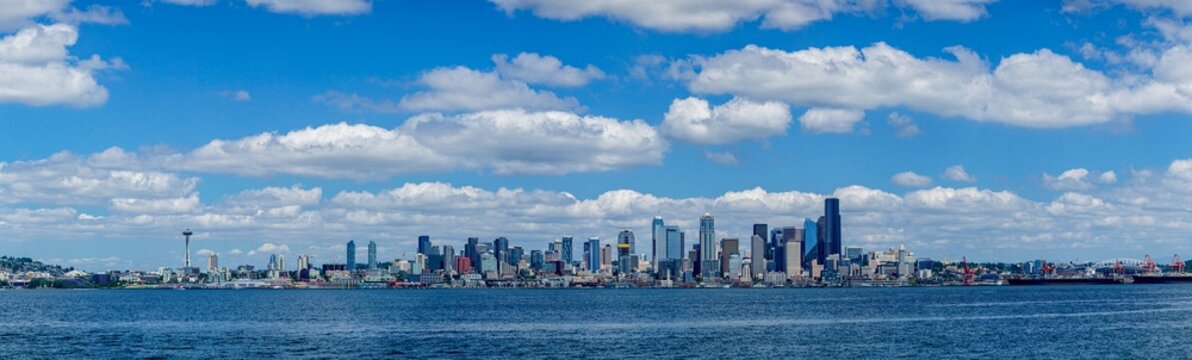 Seattle city skyline from West Seattle on a sunny summer day