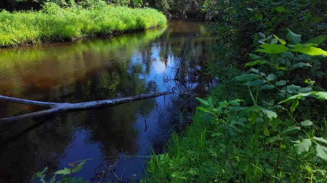 Eels Creek river at summer, North Kawartha, Ontario near Bancroft to Upper Stoney Lake area. Scenic waterway parallels Highway 28 and crown land wilderness. Great destination canoe trip activities.
