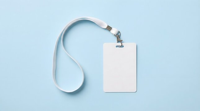 Blank White Identity Card Mockup with Lanyard