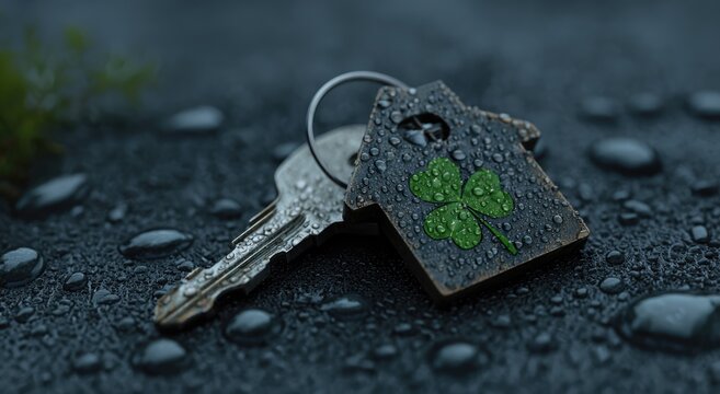 Lost Keys on Wet Pavement - A Symbol of Misfortune and Uncertainty.