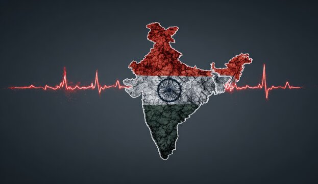 Indias Vibrant Pulse - A Nations Heartbeat in Map and Rhythm.