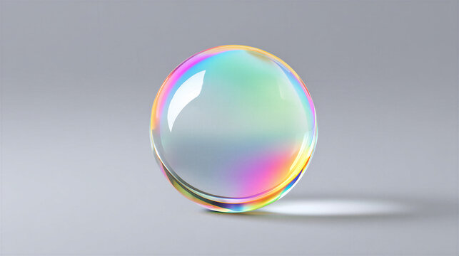 Camera lens with abstract design isolated on uniform light background displays colors and reflections in a simple setup
