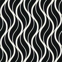 Fototapeta premium Seamless pattern with geometric waves. Endless stylish texture. Ripple monochrome background. Linear weaved grid. Bold monochrome wavy swatch.
