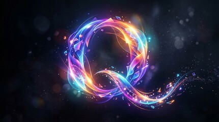 Obraz premium Vibrant colorful swirling patterns create a mesmerizing abstract art piece on a dark background with specks.