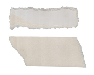 Obraz premium Two Thick White Paper Scraps With Rough Torn Edges, Blank Paper Elements Separated Horizontally, Minimalist Creative Decoration And Information Label Concept