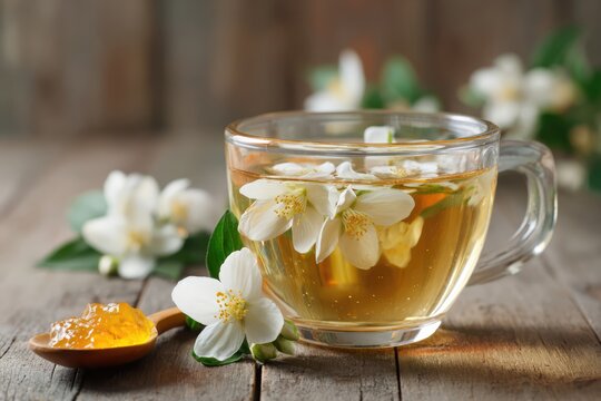 Jasmine Tea with Honey - Aromatic and Refreshing Beverage.