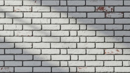 Fototapeta premium White Brick Wall Textured Background with Shadows