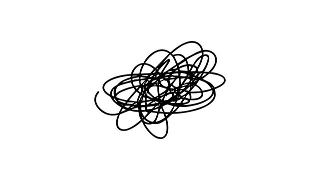 Tangled knot seamless loop animation on white background