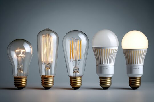 Evolution of light bulbs - Incandescent, Edison, and LED technology.