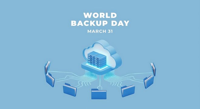 World Backup Day Cloud Data Storage Technology.