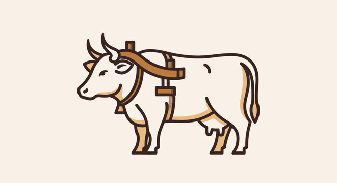 Cow with yoke on its neck.