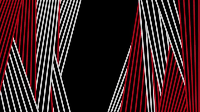 High contrast black, red and white abstract minimal striped background. Geometric motion design. Seamless loop. Video animation Ultra HD 4K 3840x2160