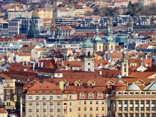 Obraz premium Historic district with colorful rooftops. Traditional architecture with winding streets and cozy details