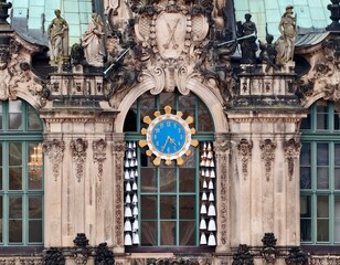 Stylish building with detailed carvings. Intricate stone structure featuring artistic embellishments © Vladimir