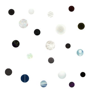 Abstract Pastel Planet Icons Set