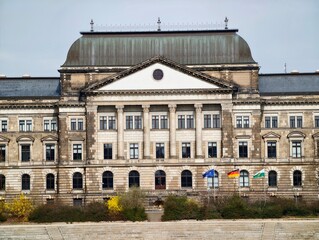 Preserving historic neoclassical elements with weathered textures and craftsmanship for restoration © Vladimir