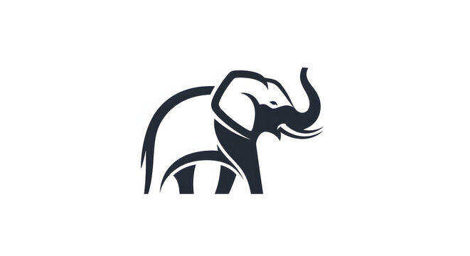 stylized black elephant logo on white background - Generative AI.