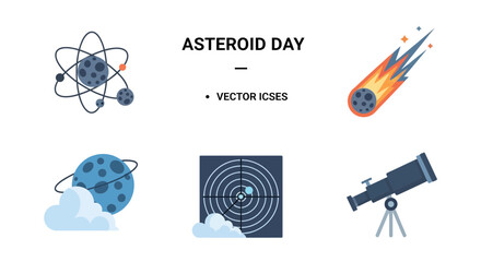 Asteroid Day Vector Icons Set. © ANAK