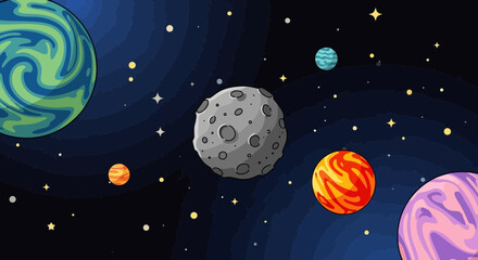 Planets in Outer Space Scene. © ANAK