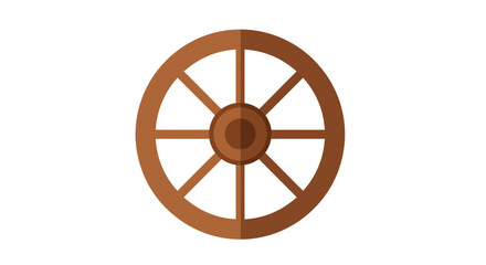 Obraz premium Simple illustration showcasing a classic wooden cartwheel design against white backdrop