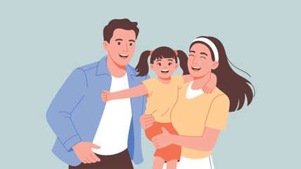 Obraz premium Happy family parents young daughter embracing smiling