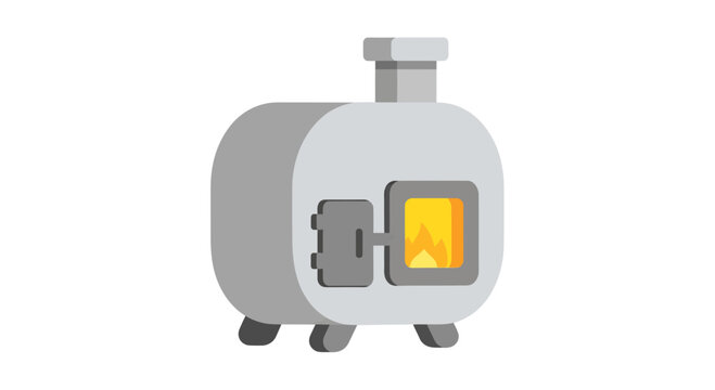 Simple vector illustration of a stylized furnace with fire burning inside its chamber