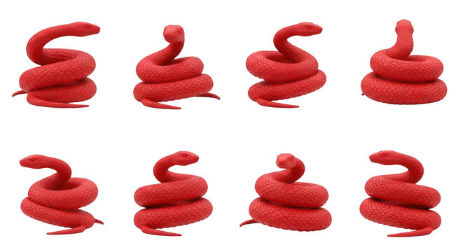 sequence of red snakes on white background illustrations symbol design element education and animal related concepts
