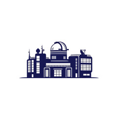 Naklejka premium Illustration of a building with a dome and antennas, symbolizing scientific research and observation