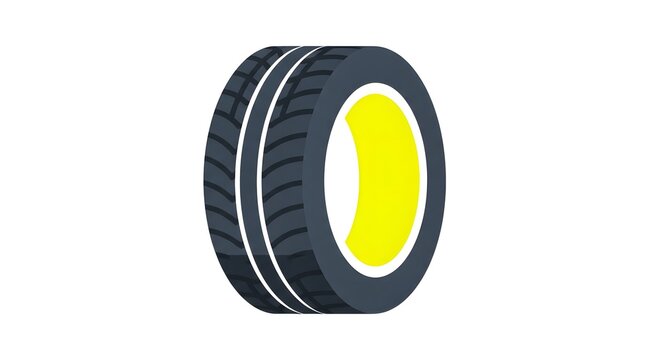 Vector illustration of a car tire with yellow interior