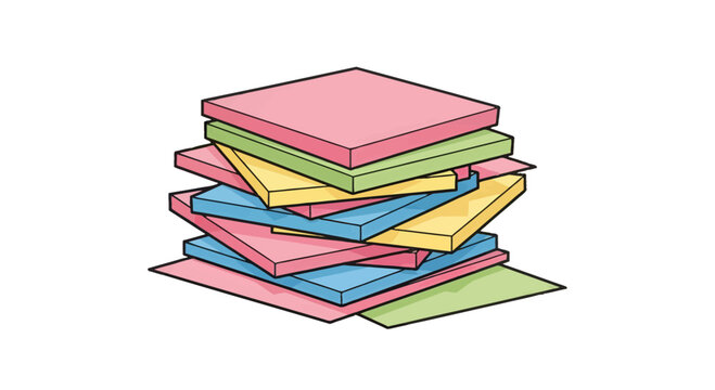 Stack of colorful sticky notes for reminders or organizing task and productivity