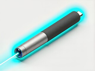 Fototapeta premium Document scanner pen projecting beam in studio