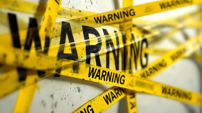 Yellow warning tape with black lettering