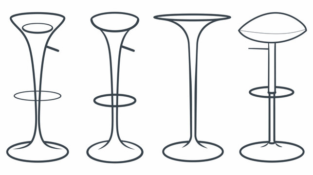 Four outline bar stools with varying designs, featuring minimalist, elegant design elements
