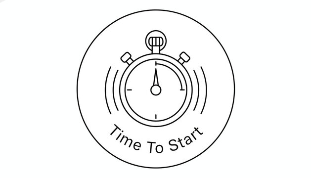 Stopwatch Icon with Text 'Time To Start' - Symbolizing Beginning, Countdown, and Opportunity