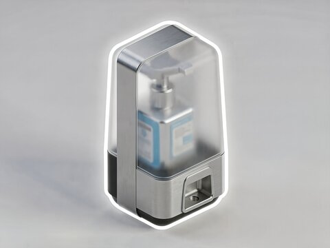 Medical sanitizer dispenser displayed in studio