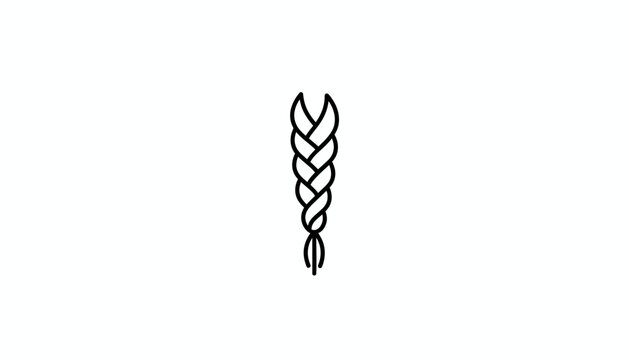 Simple Braid Hairstyle Icon, Abstract Hair Styling Line Art