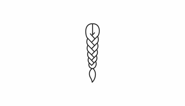 Simple Line Art Icon of a Braided Hairstyle