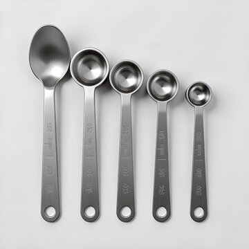 Stainless steel measuring spoons flat lay
