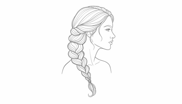 Elegant Woman Profile with Braided Hair Sketch