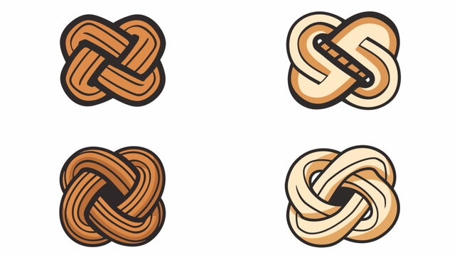 Knotted shapes, presented in four square variants with varying line textures