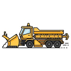 Obraz premium Snowplow truck clearing winter road.